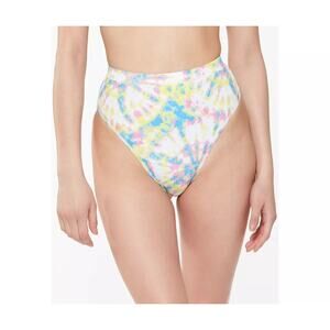 Jessica Simpson High Waist Bikini Bottoms White Tie Dye Size L New Pink Blue